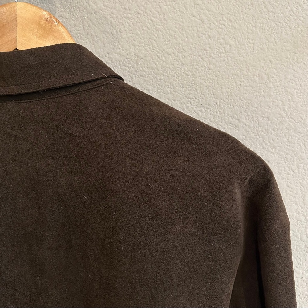 Vintage Halston Chocolate Brown Wool Duster Coat 1970s Union Made USA Minimalist - Picture 8 of 13